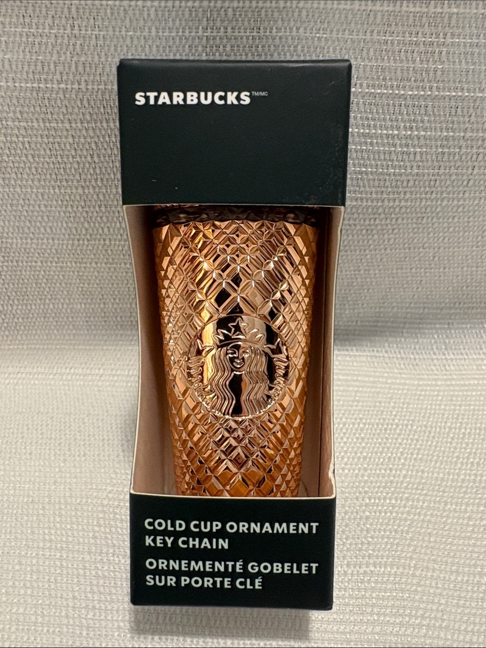 Starbucks Rose Gold Diamond-Texture Cold Cup Keychain Ornament
